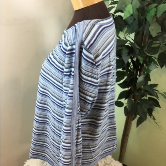 T For Talbots XL Petite Blues White And Black Stripe Long Sleeve Pullover - Picture 13 of 14